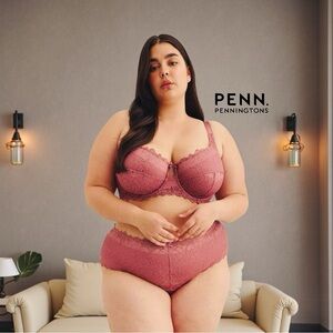 NEW, Penningtons, Unlined Pink Lace Bra With Underwire, Plus Size 40DDD